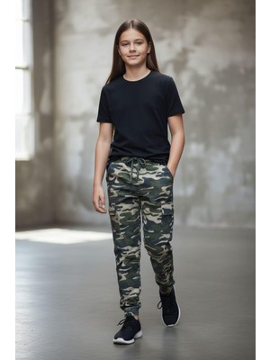 Black Steel Garson Boy Kız Kamuflaj Pantolon