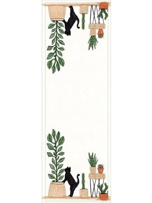 Uslucan Alışveriş 40X140CM Runner Dokuma Leke Tutmaz Premium Tay Tüyü Kumaş Masa Örtüsü Kaktüslü RNR444