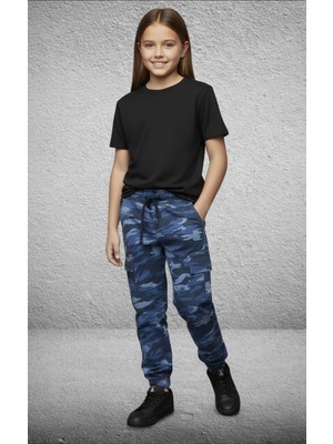 Black Steel Garson Boy Kız Kamuflaj Pantolon