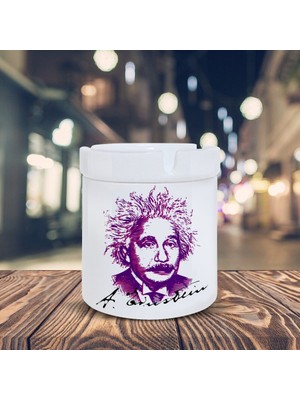 Asilmeydan Albert Einstein Silüeti Baskılı Küllük Seramik Kül Tablası-60091