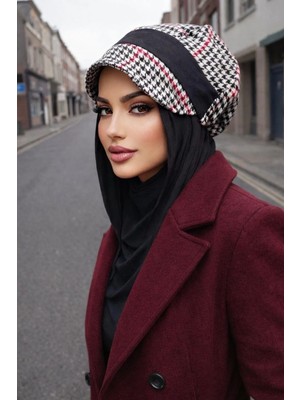 Aişe Tesettür Siyah Garnili Şapka Bone