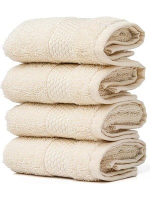 Uslucan Alışveriş Soley | Minerva |%100 Doğal Pamuklu 4'lü Misafir Havlusu Seti Krem