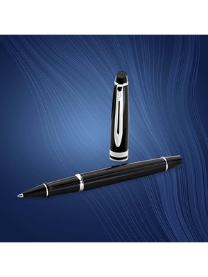 Uslucan Alışveriş Expert Lake Siyah Krom Tasarımlı Roller Kalem, Ince Uç, Siyah Mürekkep (S0951780)