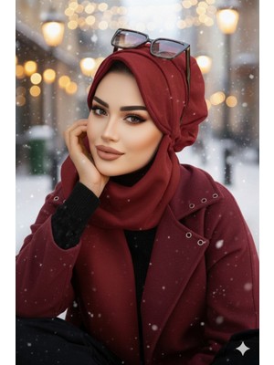 Aişe Tesettür Bordo Hazır Atkılı Tesettür Şapka