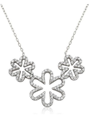 Aya Diamond Gümüş Üçlü Papatya Bayan Kolye