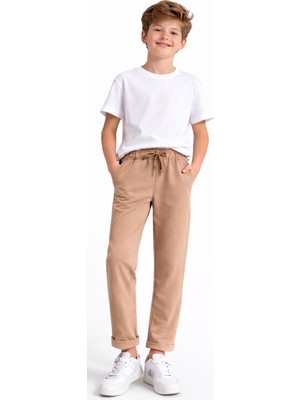 İrem Çocuk Giyim Erkek Çocuk /kız Çocuk Bel Lastikli Ipli Duble Paça Model Cepli Açık Kahve (Camel) Renk Eşofman Altı