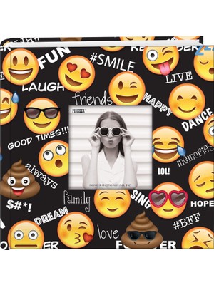 Uslucan Alışveriş Albums EV-246EMJ Emoji 200 Pkt 4x6 Fotoğraf Albümü Fotoğraf Albümü, Kağıt, Siyah, Cep