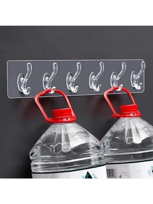 Uslucan Alışveriş 5'li Şeffaf Süper Yapışkan Askı, Banyo, Mutfak Düzenleyici Askı, Kendinden Yapışkanlı