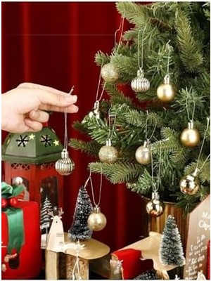 Uslucan Alışveriş 6 Adet (Değişik Modeller) Altın Sarısı Yılbaşı Topu Süs Ağaç Süsleri Dekorasyon T46, Sarı