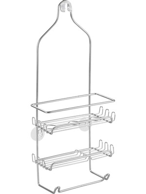 Uslucan Alışveriş Milo Çelik Asma Duş Düzenleyici - 22,86 cm x 11,43 cm x 54,04 Cm, Gümüş