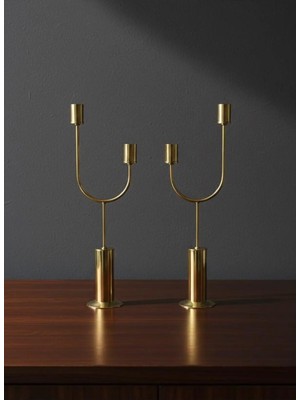 Stilars Pirinç Iki Kollu Mumluk 2 Adet