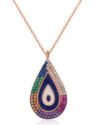 Aya Diamond Gümüş Rose Damla Nazar Kolye