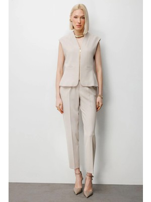Ekol Kadın Düz Kesim Yüksek Bel Pantolon 1012 Kum