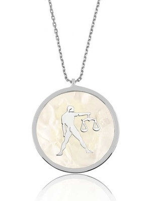 Aya Diamond Gümüş Sedef Taşlı Terazi Burcu Bayan Kolye