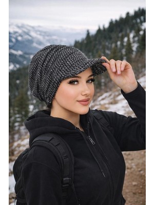 Aişe Tesettür Siyah Melanj Tesettür Şapka