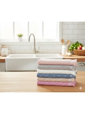 Uslucan Alışveriş 6'lı Mutfak Havlusu Seti | 30X50 Cm, Süper Emici, Çabuk Kuruyan, Ekonomik Pamuklu Karışımı | Günlük Mutfak Işleri Için Ideal (Yavruağzı)