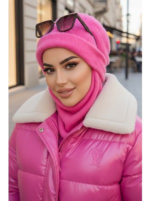 Aişe Tesettür Pembe Maskeli Bere