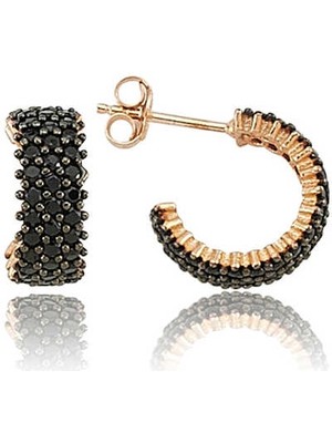 Aya Diamond Gümüş Tamtur Siyah Taşlı Küpe