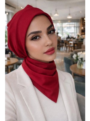 Aişe Tesettür Kırmızı Tesettür Bone ve Etol Takım