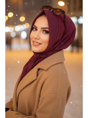 Aişe Tesettür Bordo Kaşe Hazır Eşarp