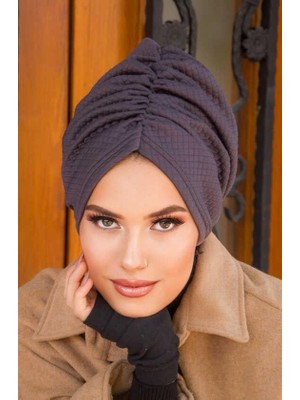 Aişe Tesettür Füme Kışlık Büzgülü Bone