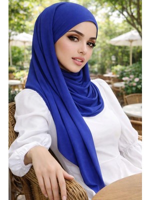 Aişe Tesettür Saks Mavi Bandana Bone Şal