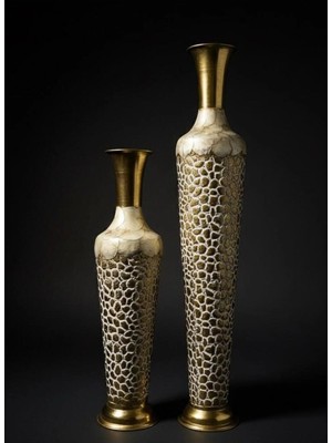 Metal Üstü Işlemeli 2'li Vazo 100 Cm/65 cm