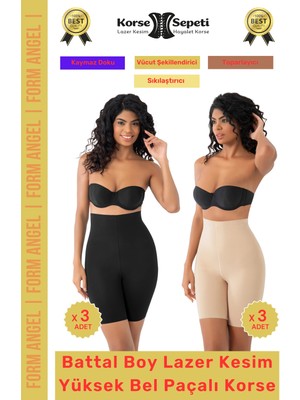 Korse Sepeti #korse 2 Beden Küçülten Kaymaz Toparlayıcı Battal Boy Lazer Kesim Yüksek Bel Paçalı Korse 6'lı Set