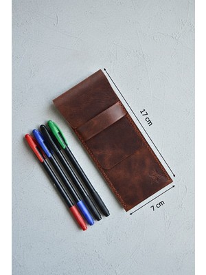 Oh Deer Leather – Hakiki Deri Çoklu Kalemlik (17x7 cm) - Frisco Deri - Kahverengi