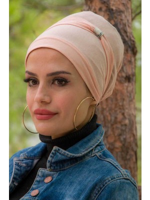 Aişe Tesettür Pudra Battal Boy Kaymaz Bone - 40500