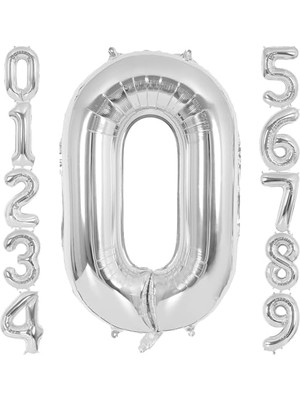 Uslucan Alışveriş Xesha 0 Rakamı Doğum Günü Balonu Yaş Günü Gümüş Renk Uçan Balon 102 cm Doğum Günü ve Parti Dekorasyonu Büyük Boy Folyo Helyum Uçan Balon Yaş 0 Sayısı