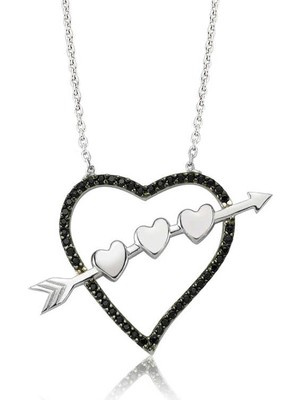 Aya Diamond Gümüş Oklu Kalp Bayan Kolye