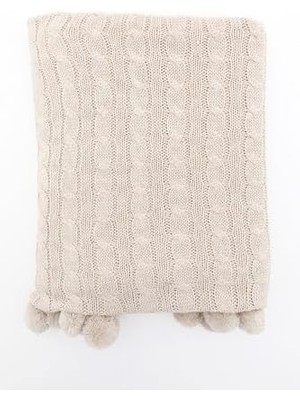 Uslucan Alışveriş Triko Örgü Tv Battaniyesi (Bej)