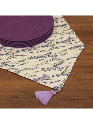 Uslucan Alışveriş Çiçek Desenli Beyaz Zemin Arka Plan Dijital Baskılı Runner Amerikan Servis 40X150 cm