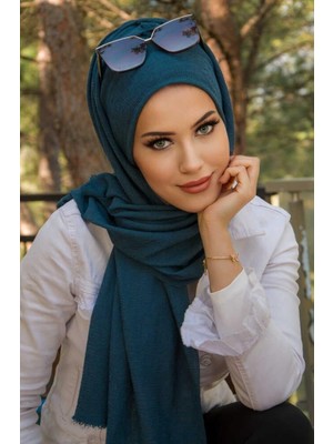 Aişe Tesettür Petrol Mavi Bone Hazır Şal