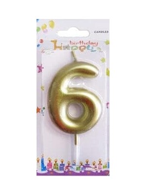 Uslucan Alışveriş - 6 Yaş Altın Pasta Mumu