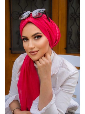 Aişe Tesettür Kırmızı Keten Büzgülü Dolama Bone