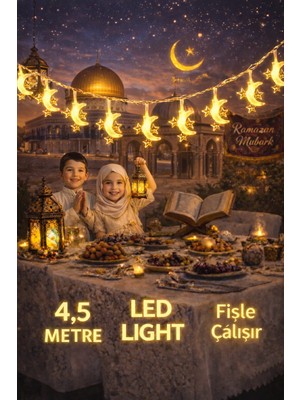 Okavango 4,5 Metre Ramazan 3 Yıldız 1 Ay Temalı LED Işıklı Süsleme Seti Ramazan Süsleri, Ramazan Hediyem Ramazan Süsü