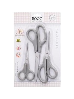 Uslucan Alışveriş Premium Serisi Ergonomik Saplı Çelik Gıdaya Temasa Uygun 3'lü Set Mutfak Makası, Mavi