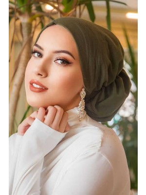 Aişe Tesettür Haki Çağla Hazır Türban