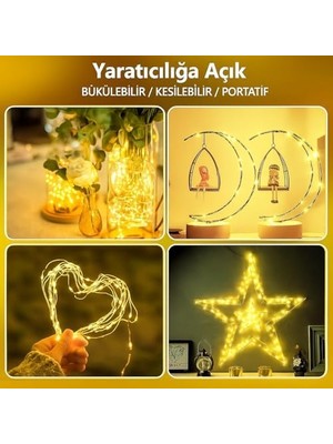 Uslucan Alışveriş 5 Metre Sarı 50 LED Işıklar Işıkları 8 Mod Rgb Işıkları USB Sarı Renkli Işık Dize Işıkları Tel Fonksiyonlu Süsleme Ince Telli Aydınlatmalı Şerit LED Yılbaşı Işık Yılbaşı Süsü