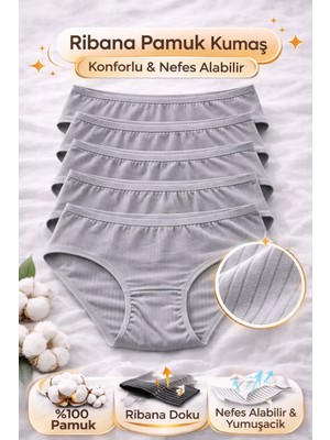 Süsen Lingerie 5li Kadın Ribana Bato Külot, Kadın Pamuklu Bato Külot, Kadın Iç Çamaşırı