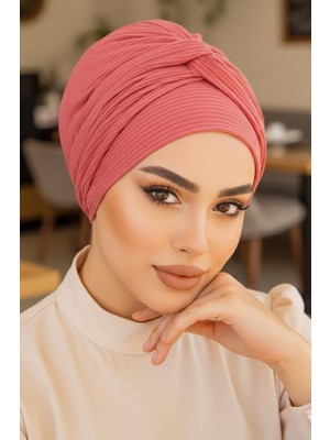 Aişe Tesettür Gülpembe Burgu Detaylı Bone