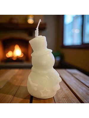 Uslucan Alışveriş Dekoratif Kardan Adam Tasarımlı El Yapımı Beyaz Mum, Yılbaşı Temalı, Kardan Adam Şeklinde, Rustik Ev Dekorasyonu Için Masa Süsü