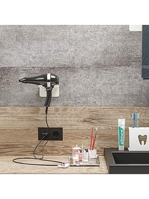 Uslucan Alışveriş Lmz Metal Saç Kurutma Makinesi Tutucu, Saç Kurutma Makinesi Tutacağı, Kuaför Fön Makinesi Askısı, Berber Saç Kurutma Makinesi Askısı (Beyaz, Metal)