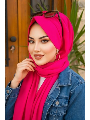 Aişe Tesettür Fuşya Şapkalı Şal