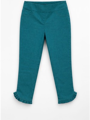 Markapia Kadın Petrol Paça Detaylı Likralı Esnek Tayt Jean Pantolon