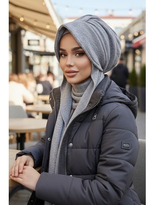 Aişe Tesettür Gri Şapka Bone