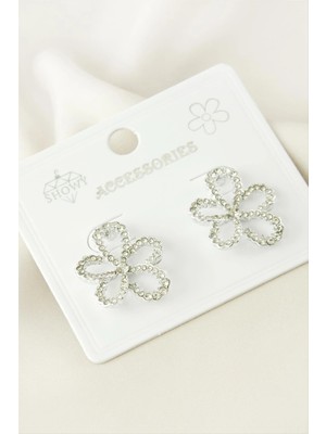 Die Grup Çiçek Taşlı Küpe