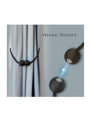Uslucan Alışveriş 4 Adet Mıknatıslı Dekoratif Perde Toplayıcı Perde Tokası Siyah